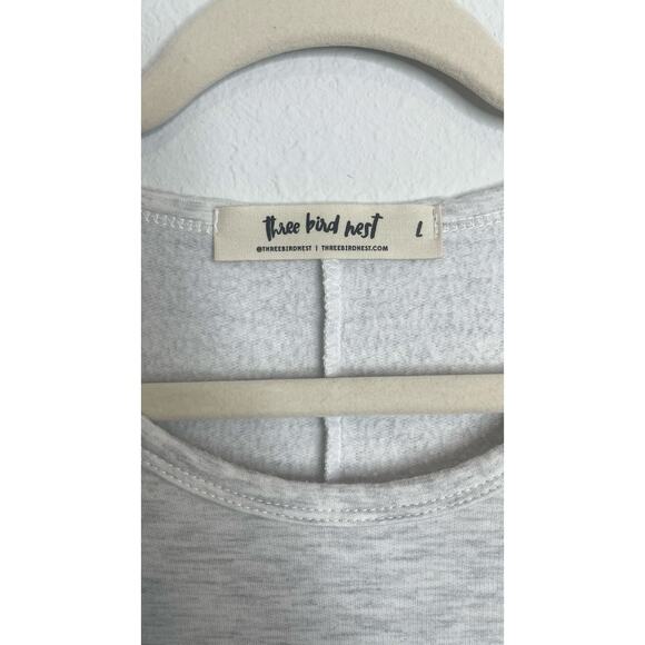 Women’s Three Bird Nest Gray Long Sleeve Tunic Dress Top L - Picture 5 of 6